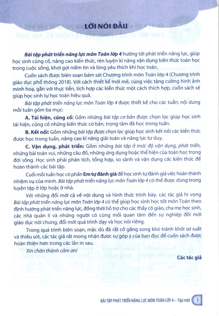 BÀI TẬP PHÁT TRIỂN NĂNG LỰC MÔN TOÁN LỚP 4 - TẬP 2 (Dùng cho buổi học thứ hai trong ngày - Cánh diều)